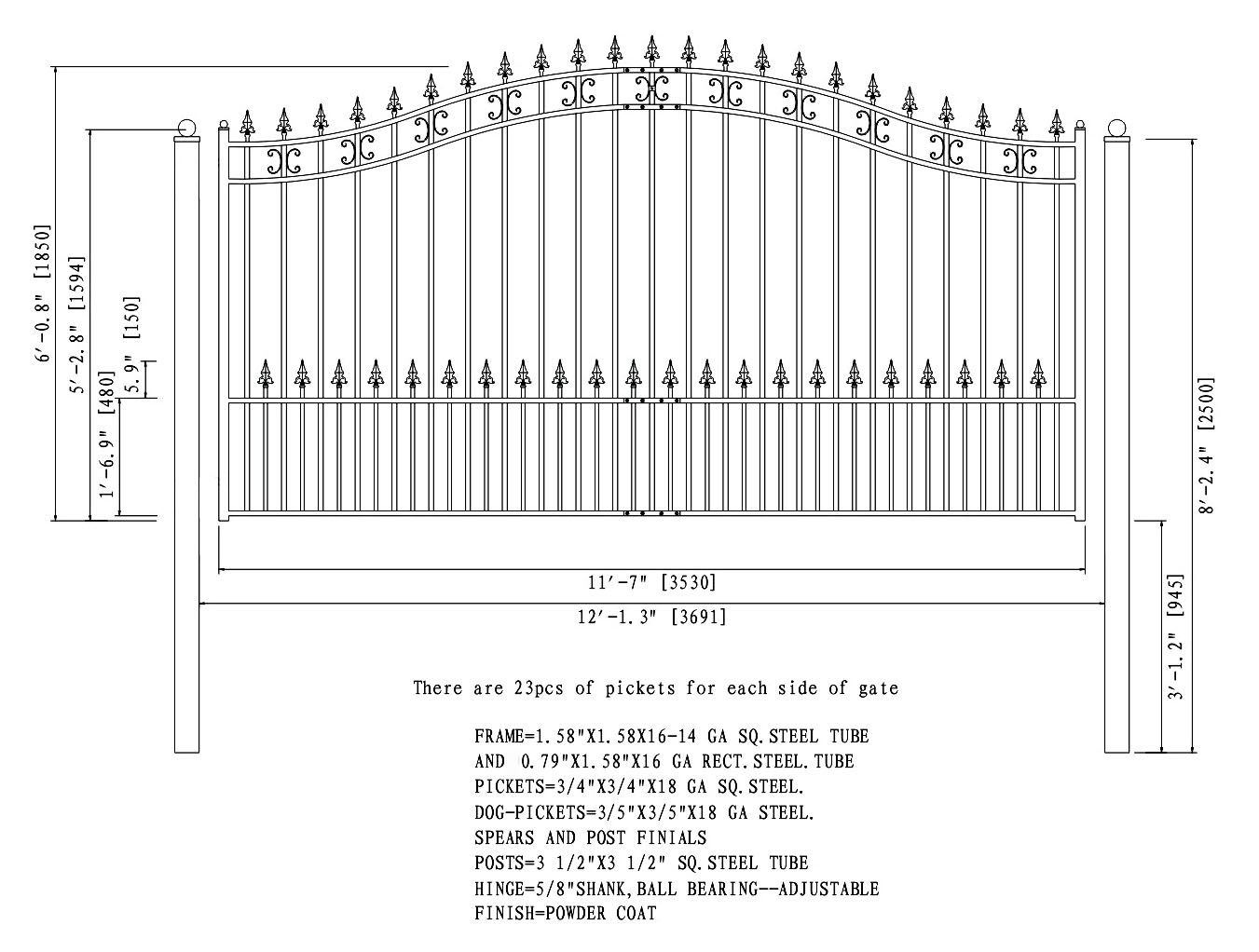 ALEKO | ST.PETERSBURG Style Slide Steel Driveway Gate 12'