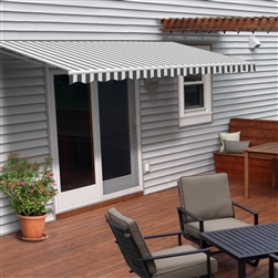 Motorized Retractable Patio Awning - 12X10 Feet - Grey and White ...